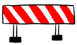 Eine Schranke mit roten und weißen Streifen.