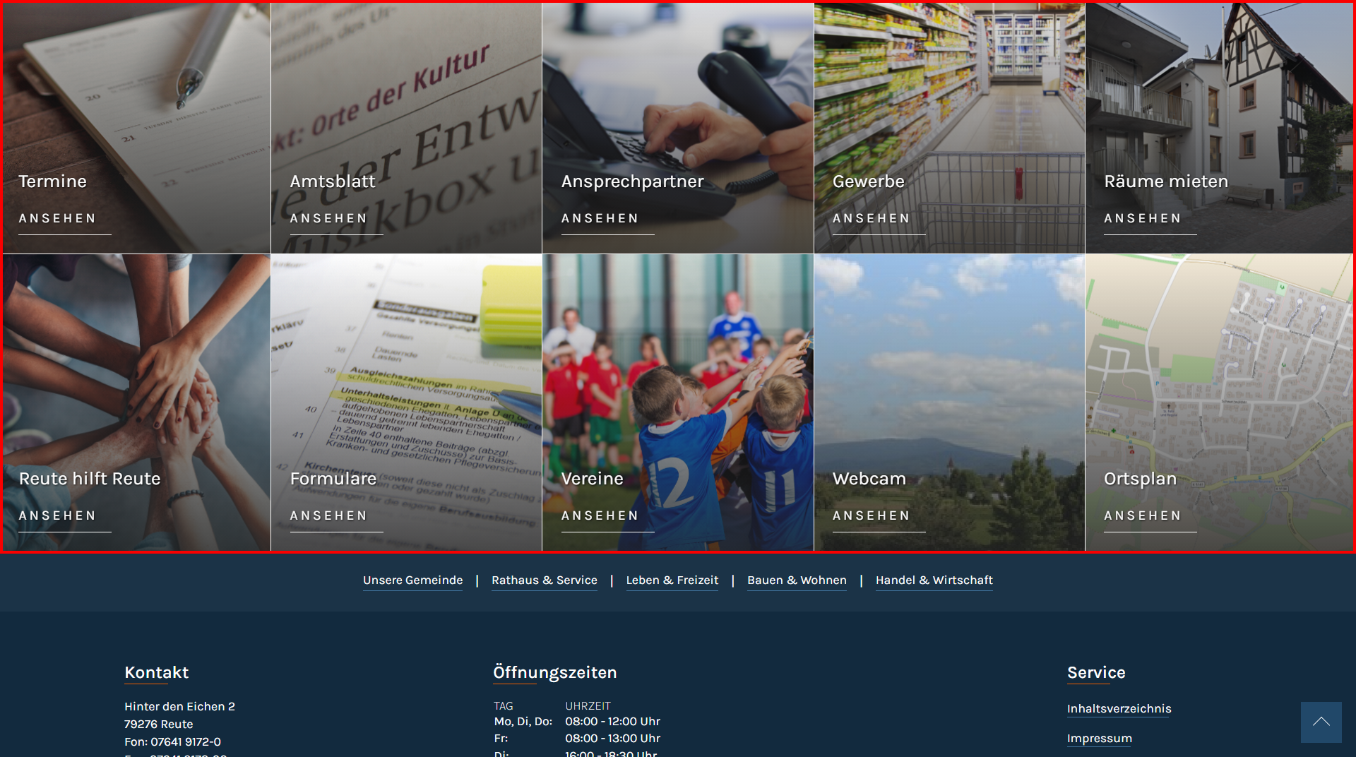 Links auf der Startseite
