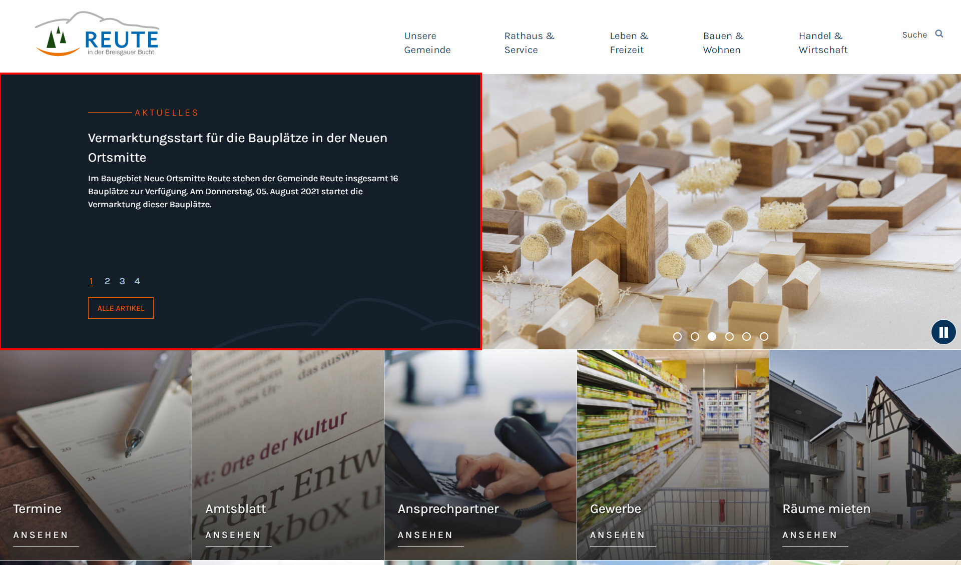 Aktuelles auf der Startseite